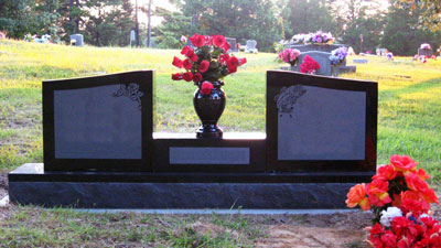 Five piece wing style memorial in Jet Black granite.
